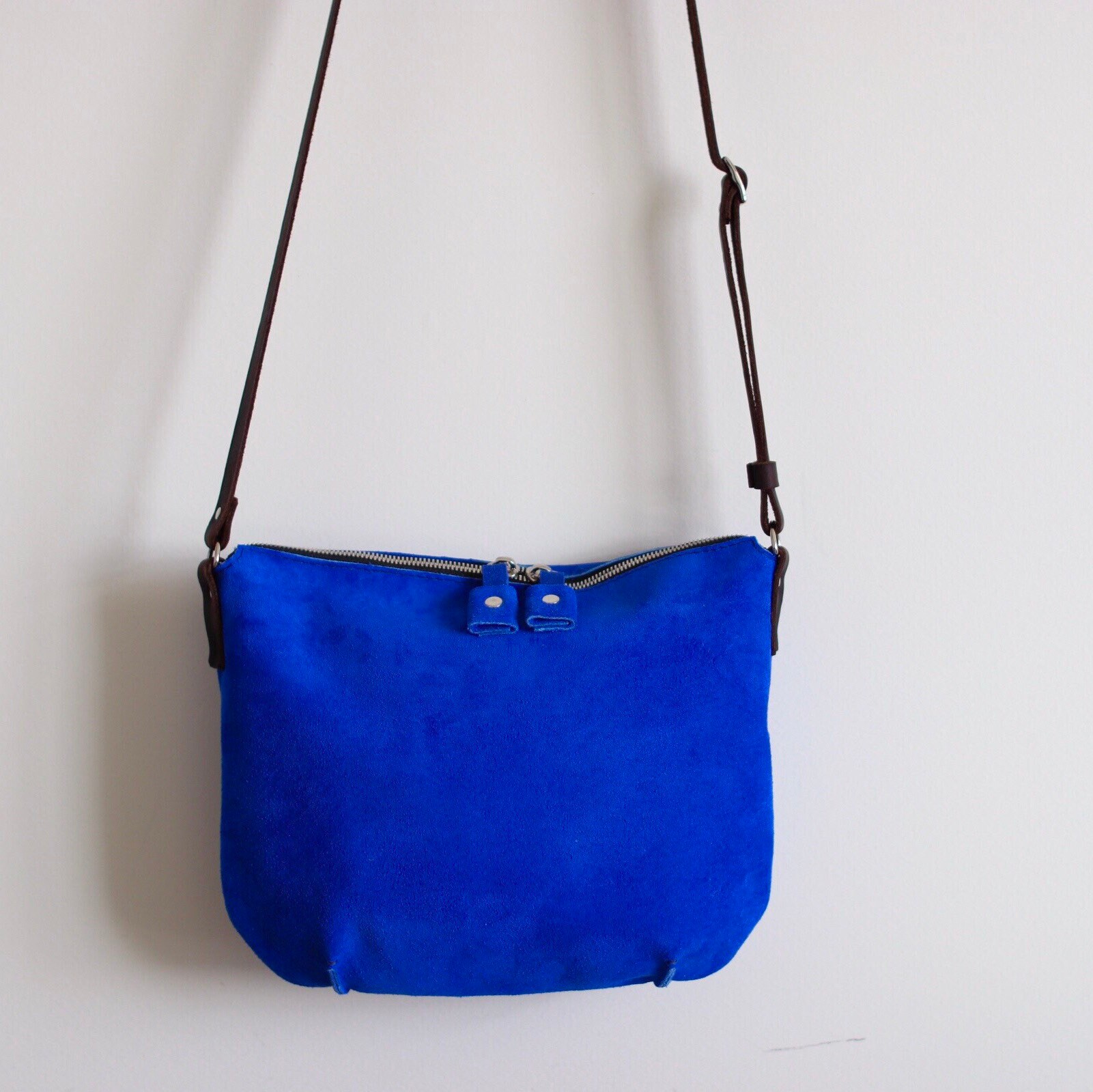 Blue bag suede leather crossbody bag blue bag leather blue Etsy