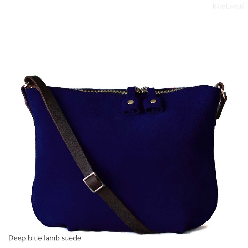 Blue Bag Suede Leather Crossbody Bag Blue Bag Leather Blue Etsy