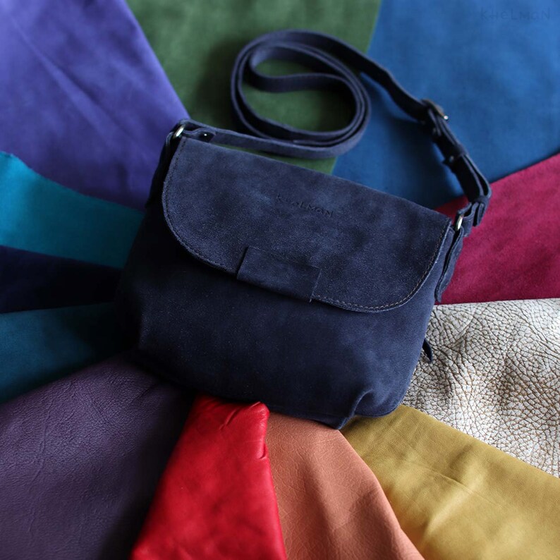 Wildleder Tasche dunkelblaue Tasche Leder Umhängetasche Etsy