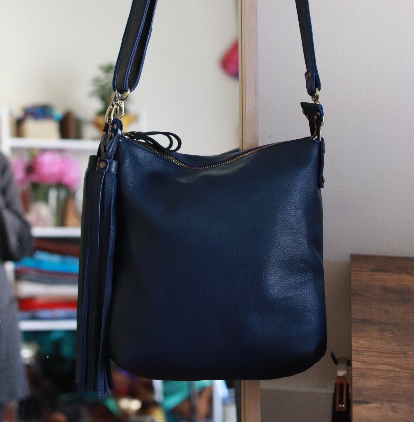 Navy Classy Genuine Leather Side Bags