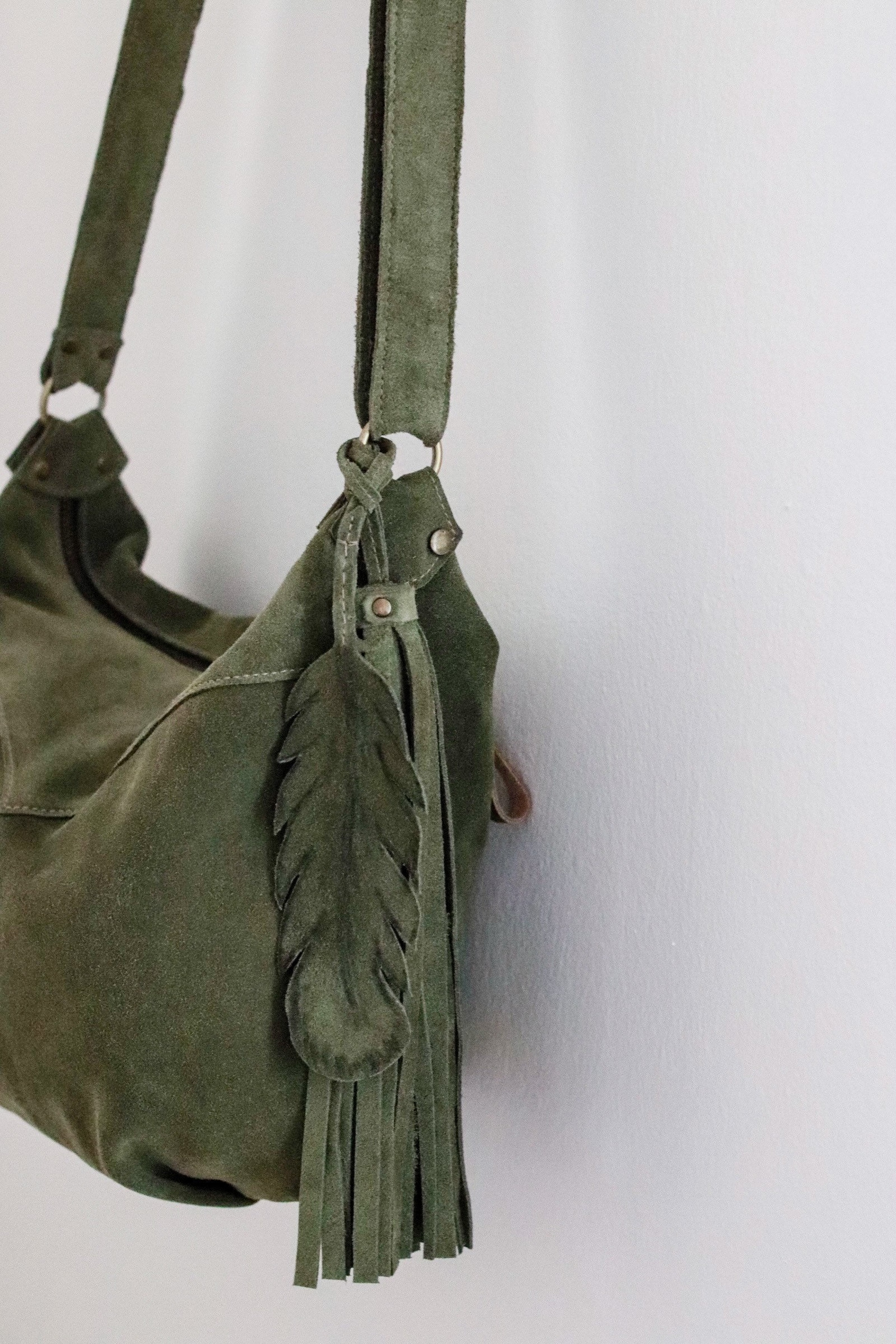 Leather Bag Crossbody Olive Moss Bag Medium Size Hobo Bag Etsy