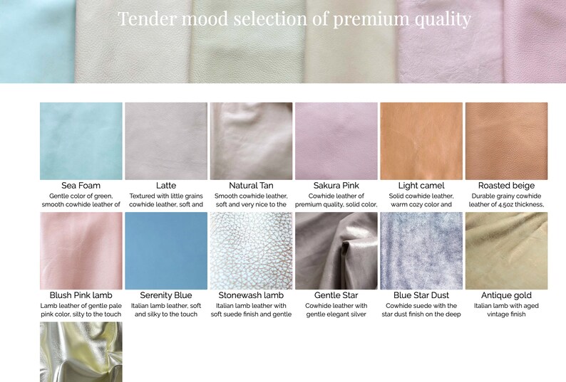 Gentle soft colors natural leather for custom Khelman bag