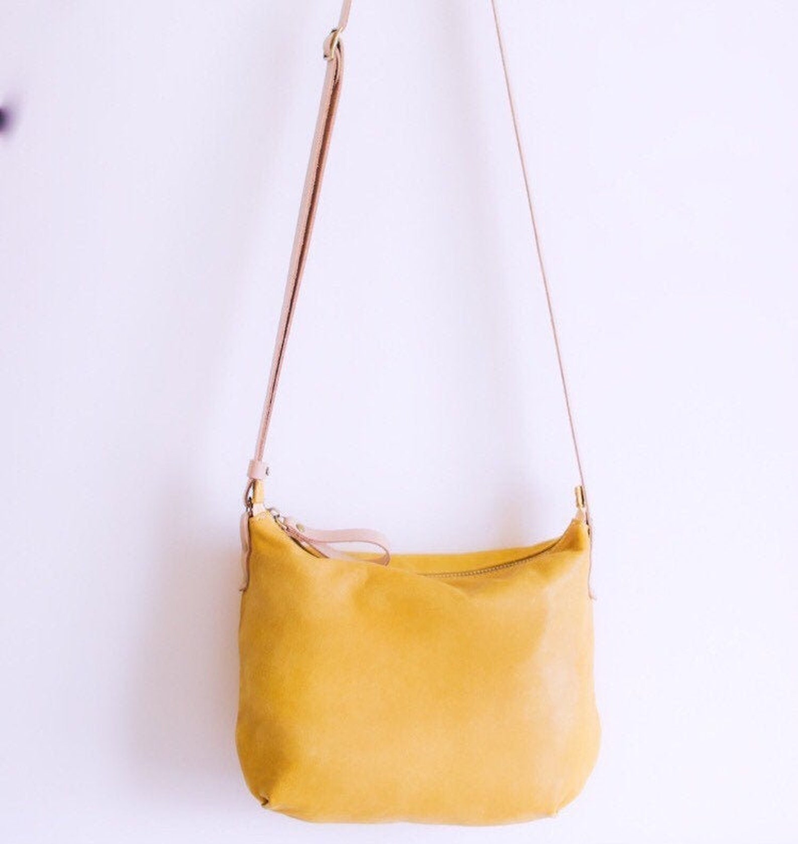 Warm yellow leather purse mustard leather bag crossbody Etsy