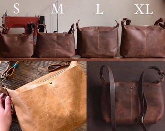 Leather Bag sewing pattern PDF + video tutorial Borla S-XL sizes