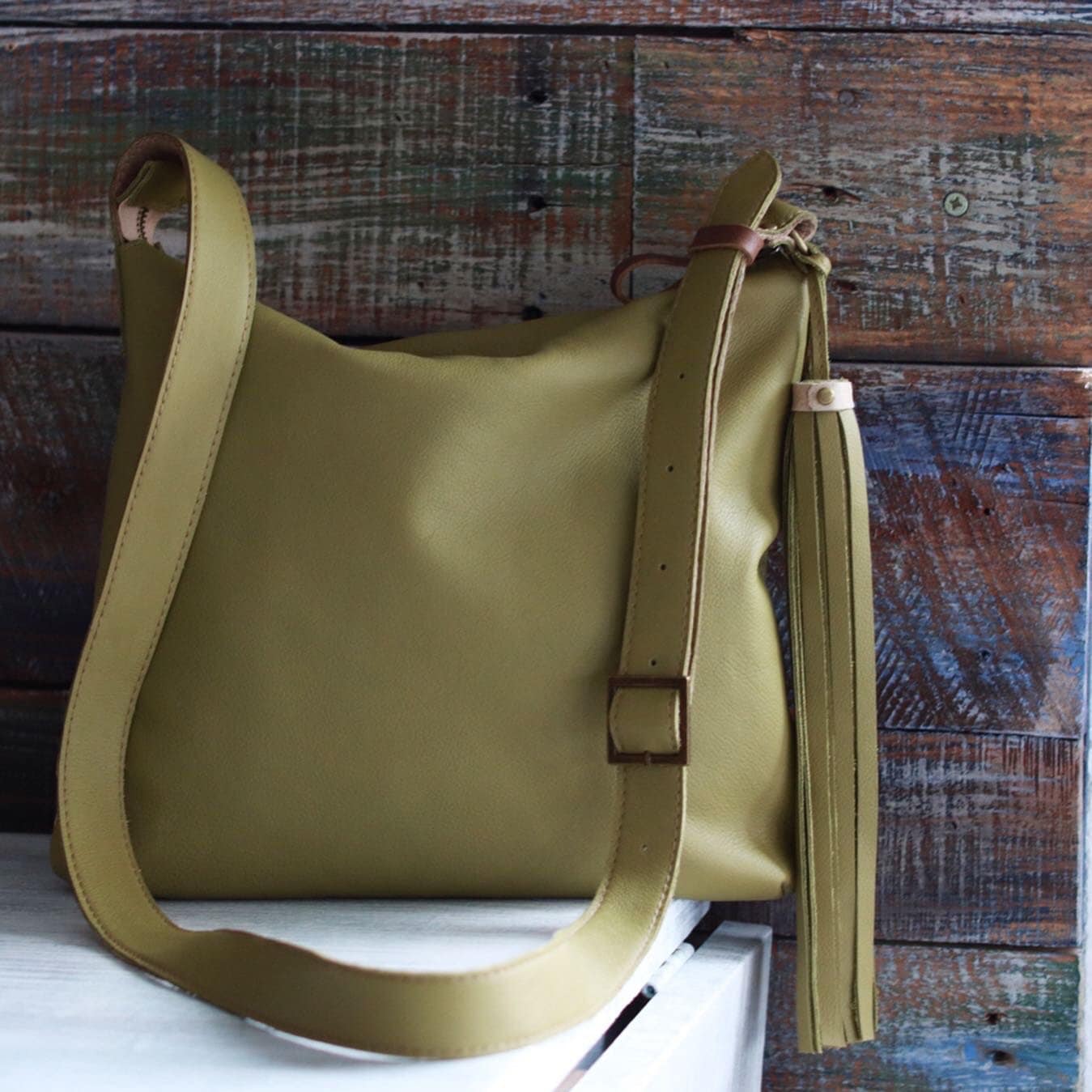 Olive green bag leather crossbody leather bag / Soho/ light | Etsy