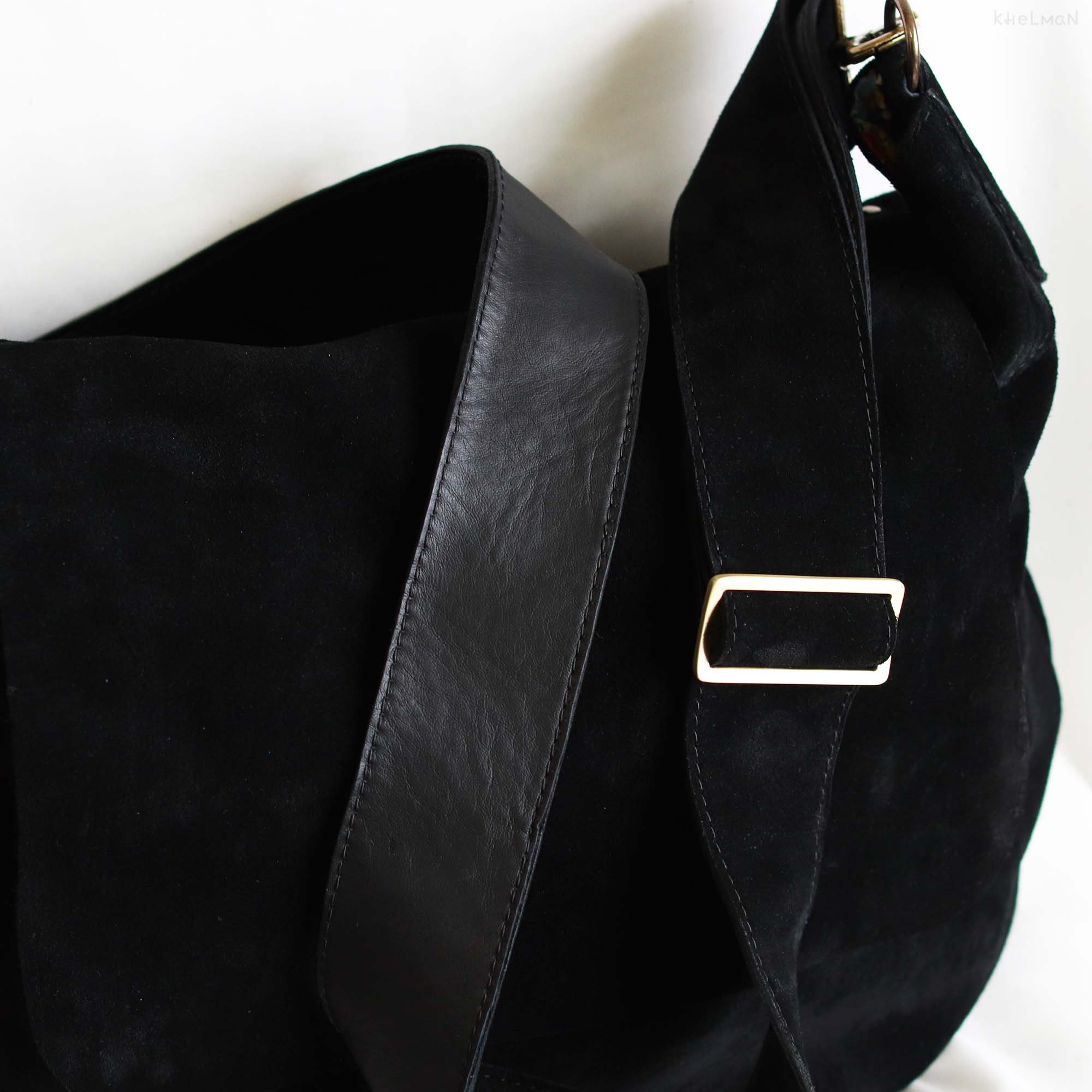 Large Hobo Bag With Flap Black Suede Hobo Bag Crossbody Hobo Etsy Sweden