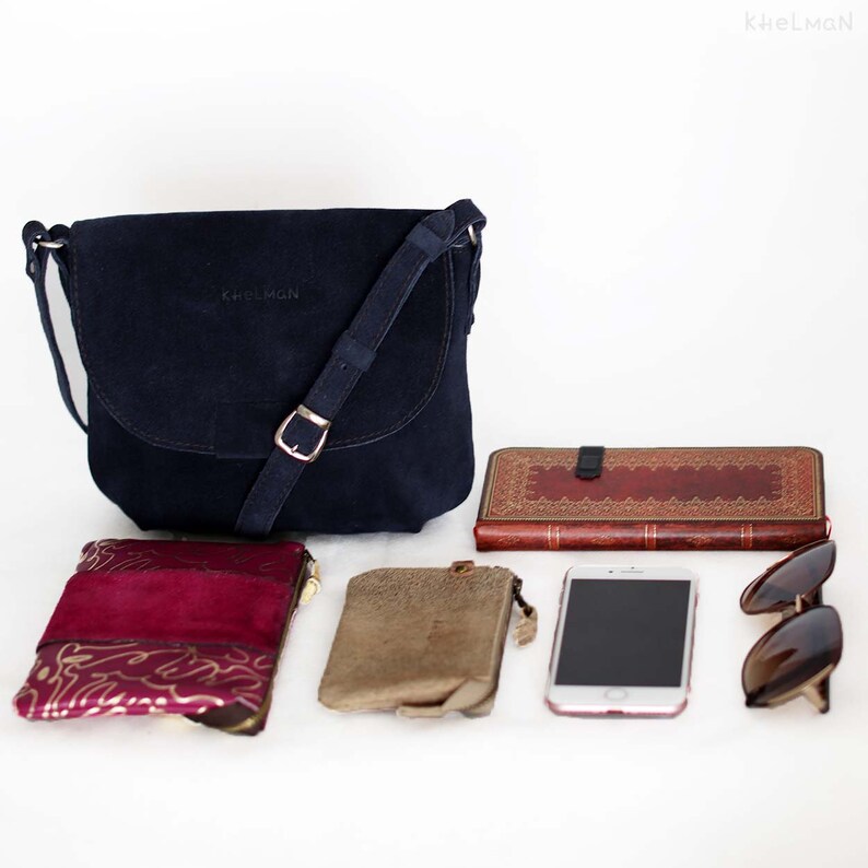 Wildleder Tasche dunkelblaue Tasche Leder Umhängetasche Etsy