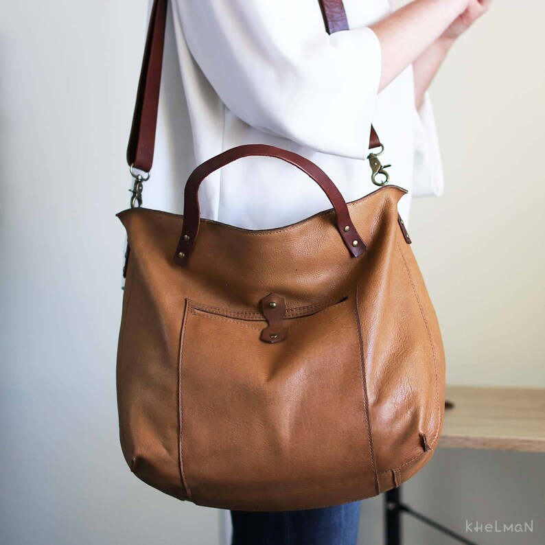 Patina Tan Genuine Cowhide Leather Bag Tan Leather Tote Bag Etsy