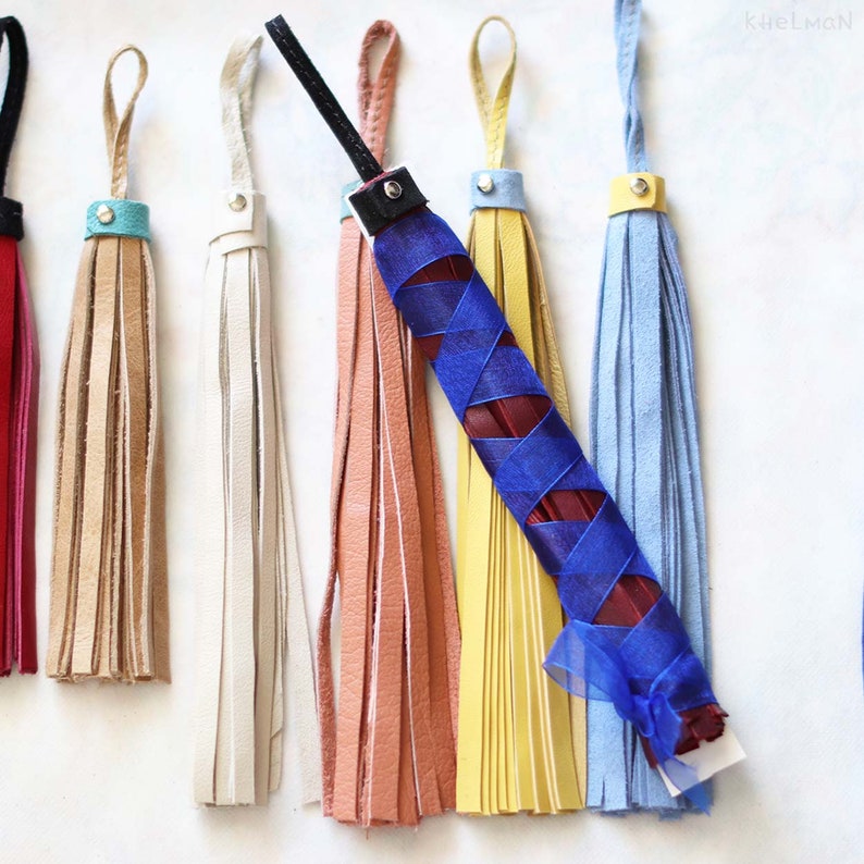 Long leather tassel for purse suede tassel bag leather Etsy