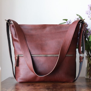 Brown leather bag, convertible backpack women brown leather Tusson
