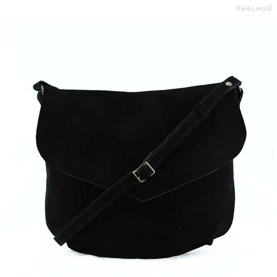 black suede crossbody purse