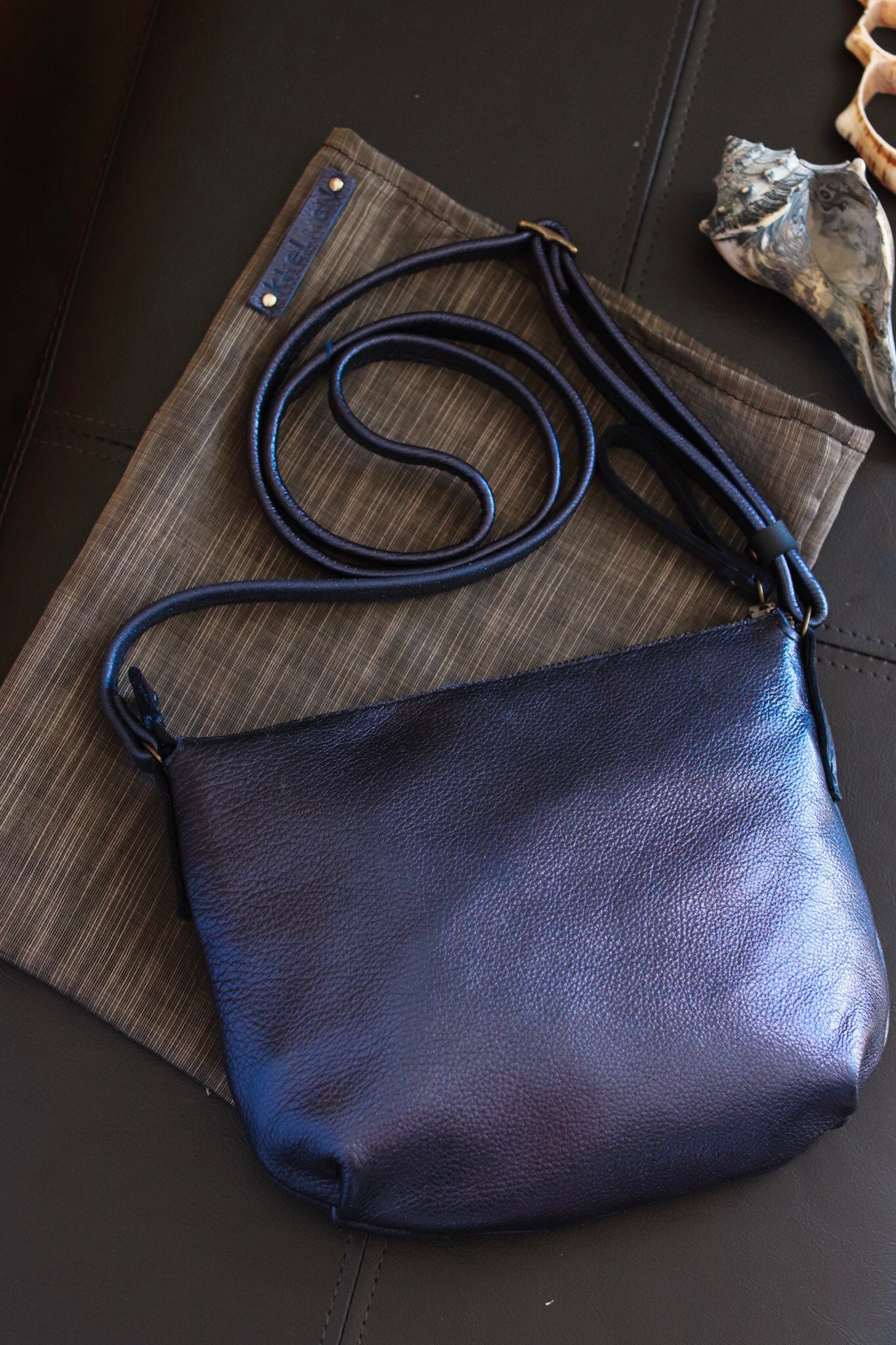 Metallic leather crossbody bag purse genuine leather purse Etsy