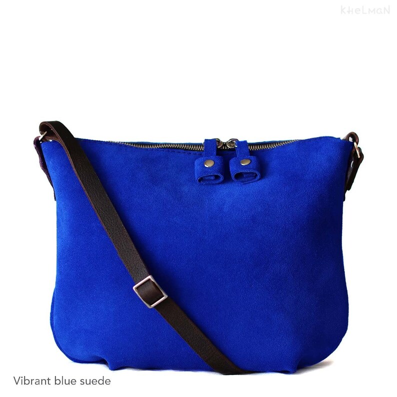Blue Bag Suede Leather Crossbody Bag Blue Bag Leather Blue Etsy