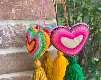 Colorful Heart Hand Embroidered Tassle