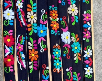 Black Long Hand Embroidered Artisanal Lanyards