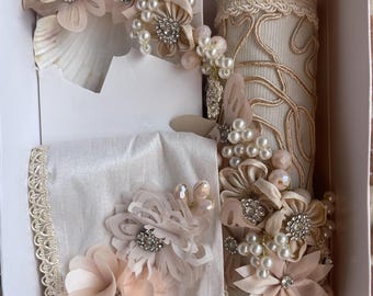 Gorgeous Baptism Candle 3 piece Set