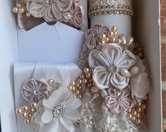 Gorgeous Baptism Candle 3 piece Set