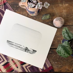 Iceberg - Lake Ontario | Open Edition Prints of Observing Green Pen & Ink Drawing