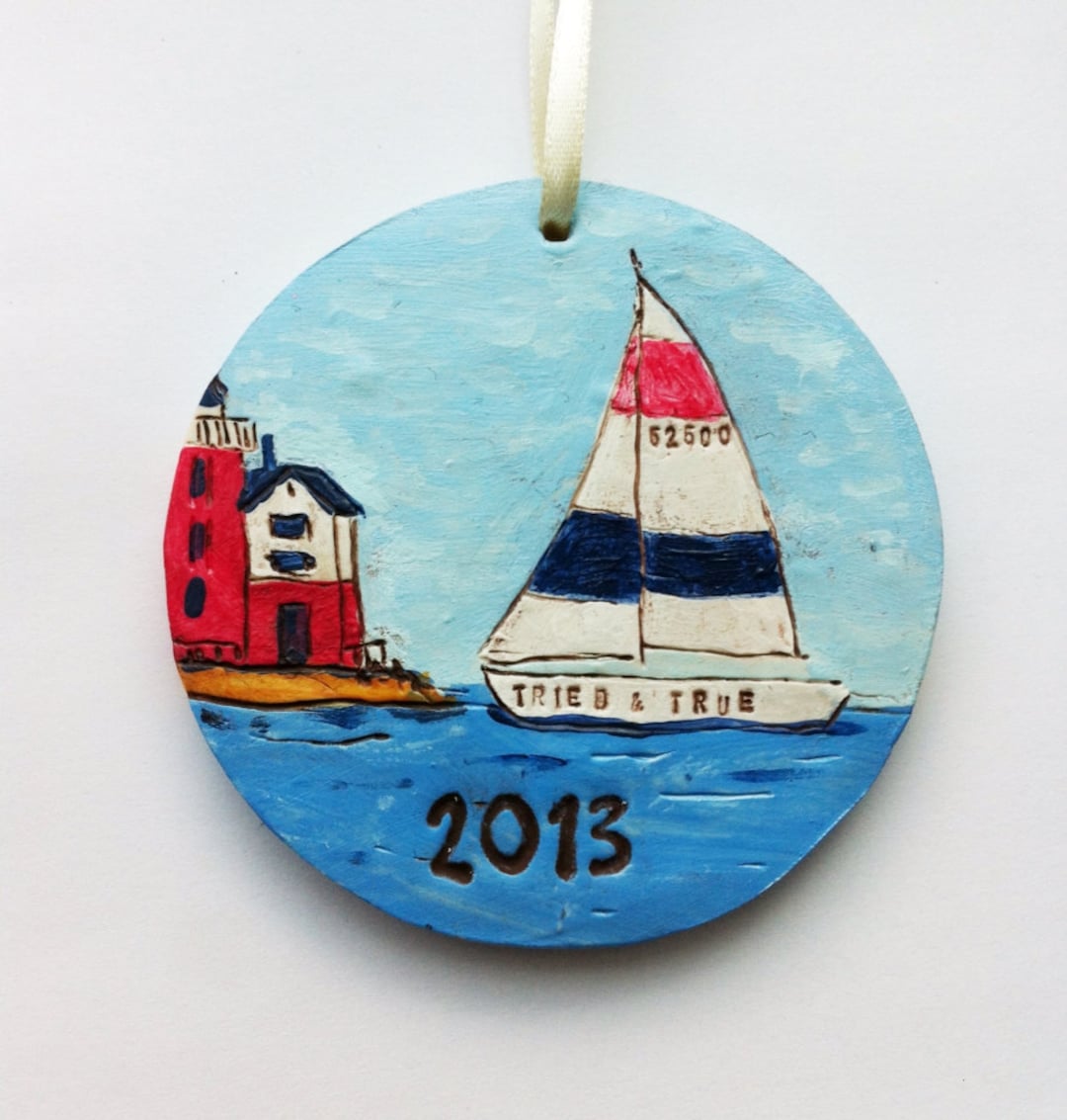 Custom Personalize Boat Ornament Made From Polymer Clay Coastal ...