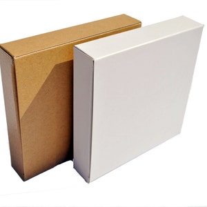 Set 80 grijs, kraftpapier, witte geschenkdozen, feestbedankjes, trouwbedankjes, bedankdoosjes, presentatiedozen I 3,93 x 3,93 x 0,78"