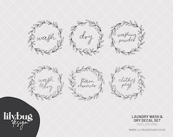 Wash and Dry Washing Machine Laundry Label Set, Washing Machine, Dryer, Dryer, Laundry, Digital Download, Digital File - SVG, PNG and JPG