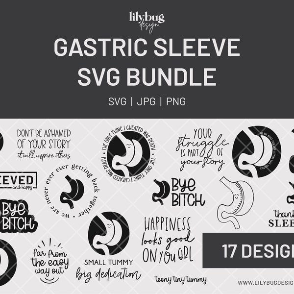 Gastric Sleeve Digital Design Bundle, Gastric Sleeve, Vsg Surgery, Weight Loss Surgery - SVG PNG and JPG Files