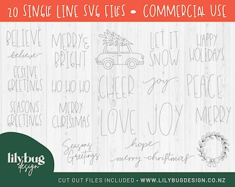 Christmas SVG Bundle - 20 Single Line SVG Files - with cutouts!