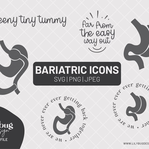 Gastric Bypass Sleeve Surgery Teeny Tiny Tummy Quote vsg - SVG PNG and JPG Files