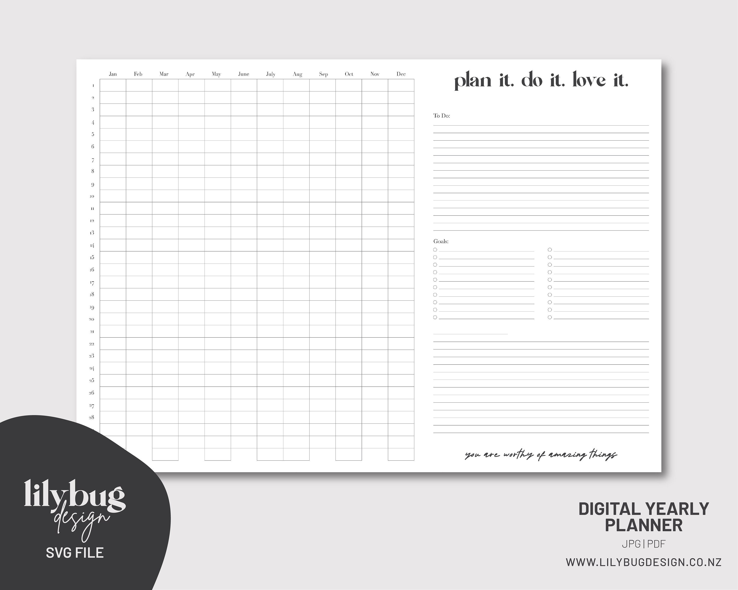 Printable Yearly Wall Planner Organiser 2021 2022 2023 PDF - Etsy UK