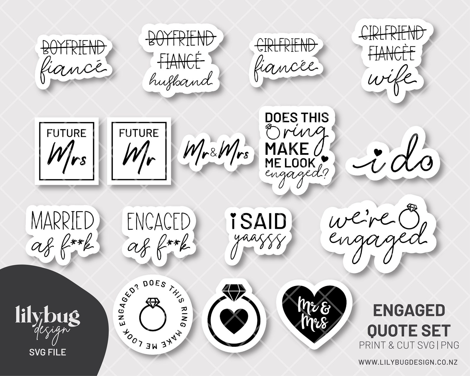 Engagement SVG Bundle | Newly Engaged Couple Files | Fiance & Fiancee ...