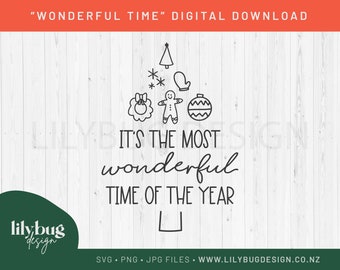 Christmas Quote It's The Most Wonderful Time Of The Year Merry Christmas - PNG SVG JPEG Files