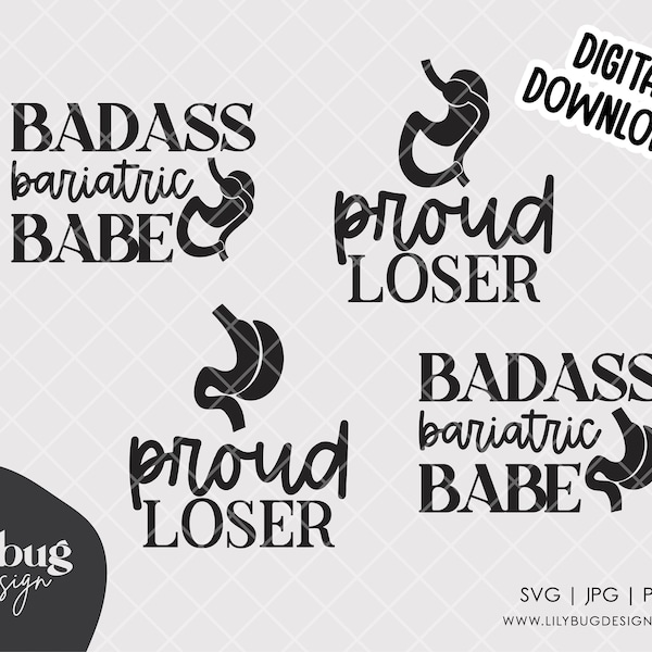 Badass Bariatric Babe Gastric Bypass Gastric Sleeve Hand Drawn Clipart Set, Medical Clipart, Digital Downloads - PNG JPEG SVG Files