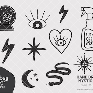 Mystic Eye Lightning Snake Star Cosmic Space Illustrations - SVG JPG PNG Files