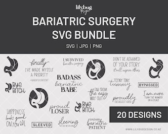 Bariatric Surgery Digital Download Bundle, Gastric Bypass, Gastric Sleeve, Vsg Surgery, Weight Loss Surgery - SVG PNG and JPG Files