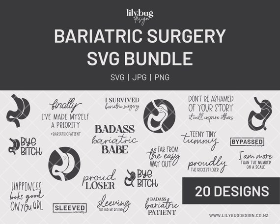 Bariatric Surgery Digital Download Bundle, Gastric Bypass, Gastric Sleeve, Vsg Surgery, Weight Loss Surgery - SVG PNG and JPG Files