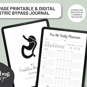 Dagboek maag-bypassoperatie | Afdrukbare bariatrische planner | VSG-tracker voor gewichtsverlies en chirurgie | Digitale download pdf-jpeg