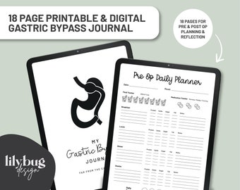 Gastric Bypass Weight Loss Surgery Journal Digital Download 18 Pages VSG - PDF and JPEG files