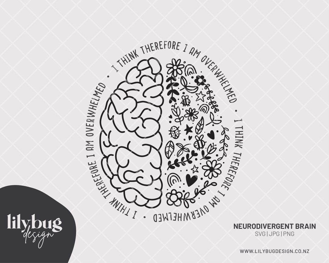 Neurodivergent Brain Adhd Anxiety Overwhelmed Hand Drawn Digital