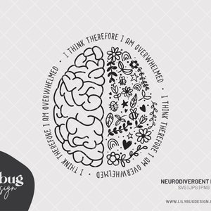 Neurodivergent Brain Adhd Anxiety Overwhelmed Hand Drawn Digital Download - SVG JPG PNG Files