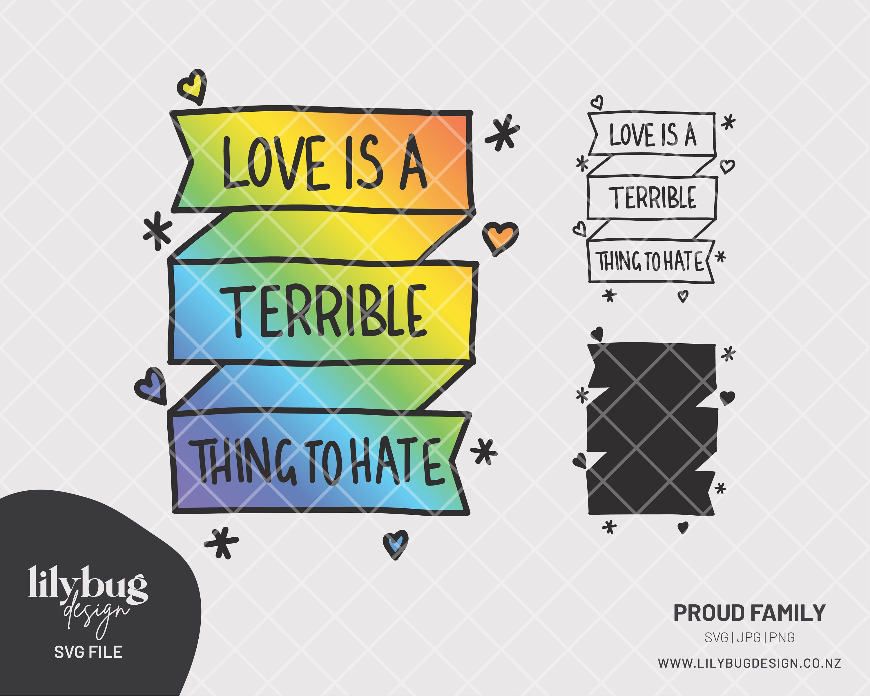 Pride Rainbow Love is a Terrible Thing to Hate Quote SVG JPG Etsy New