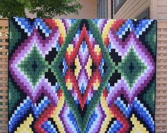 Padrão de colcha Love Tangle Bargello (87” x 90”) - Modern Strip Piecing (PDF digital)