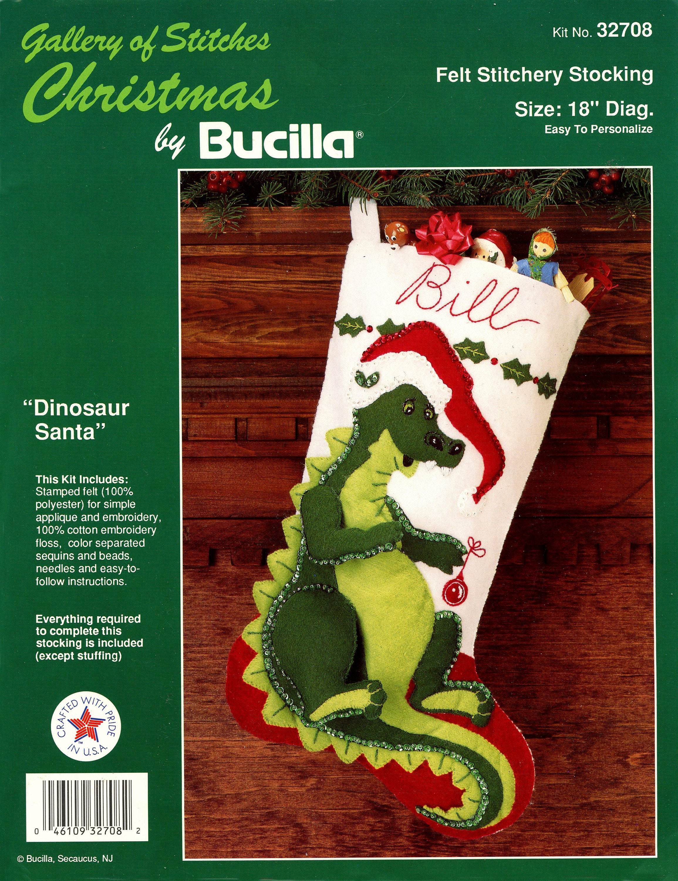 Shop Plaid Bucilla ® Seasonal - Felt - Stocking Kits - Dino Santa