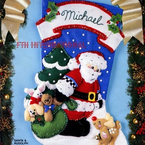 Bucilla Santa & Rudolph 18 Felt Christmas Stocking Kit 83013 Daisy Kingdom DIY image 1