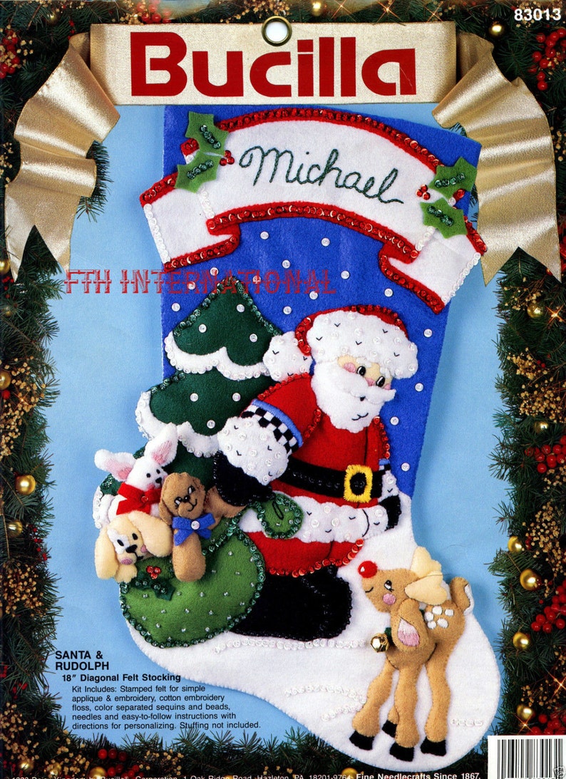 Bucilla Santa & Rudolph 18 Felt Christmas Stocking Kit 83013 Daisy Kingdom DIY image 1