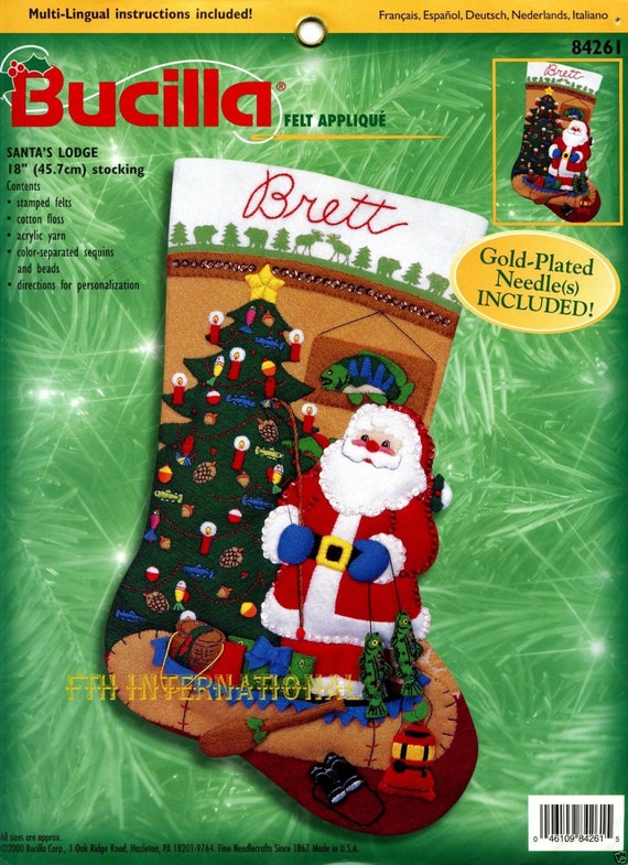 Bucilla Santa's Lodge 18 Felt Christmas Stocking Kit 84261, Fishing, Cabin  DIY -  Canada