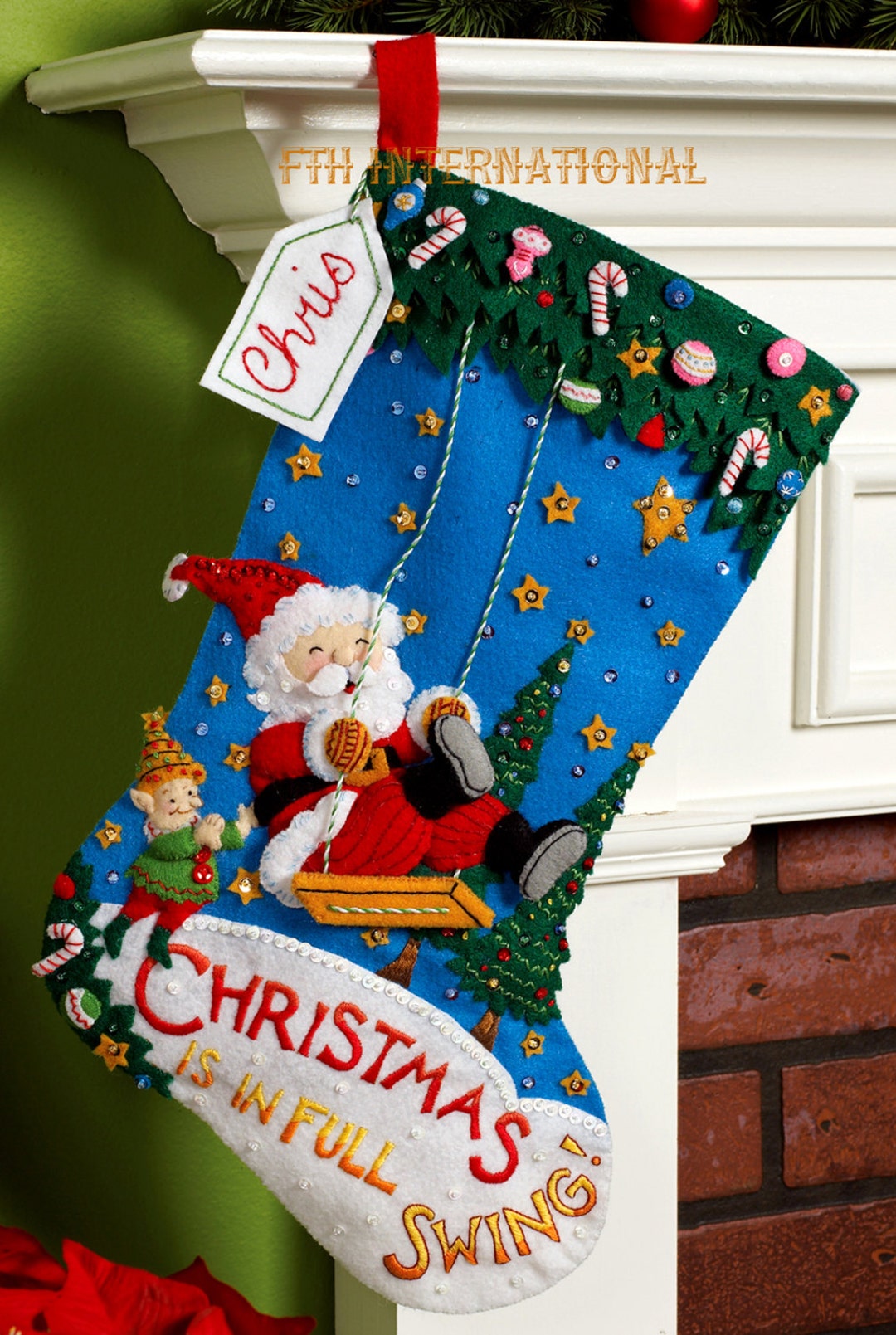 Bucilla Santa Stop Here Stocking Felt Applique Kit 18 Long