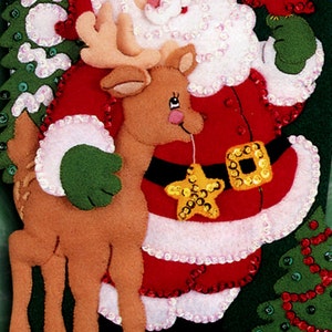 Bucilla Among The Animals 18 Felt Christmas Stocking Kit 84061 Santa, Deer DIY image 2