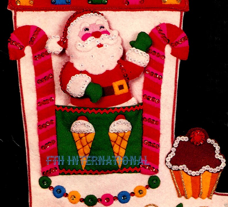 Bucilla Christmas Express 21 1/2 Jumbo Felt Stocking Kit 48602, Santa, Train DIY image 3