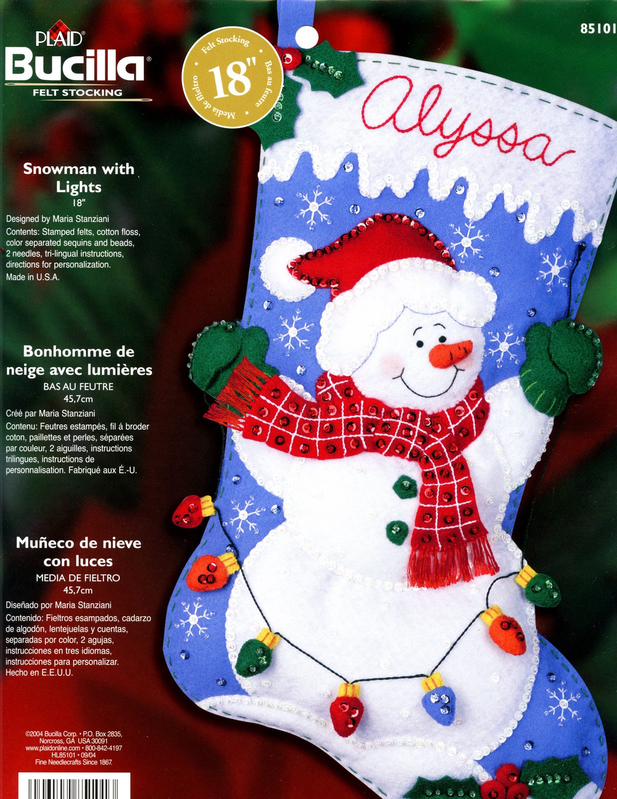 Bucilla 18 Felt Christmas Stocking Kit - Festive Sweater Snowman