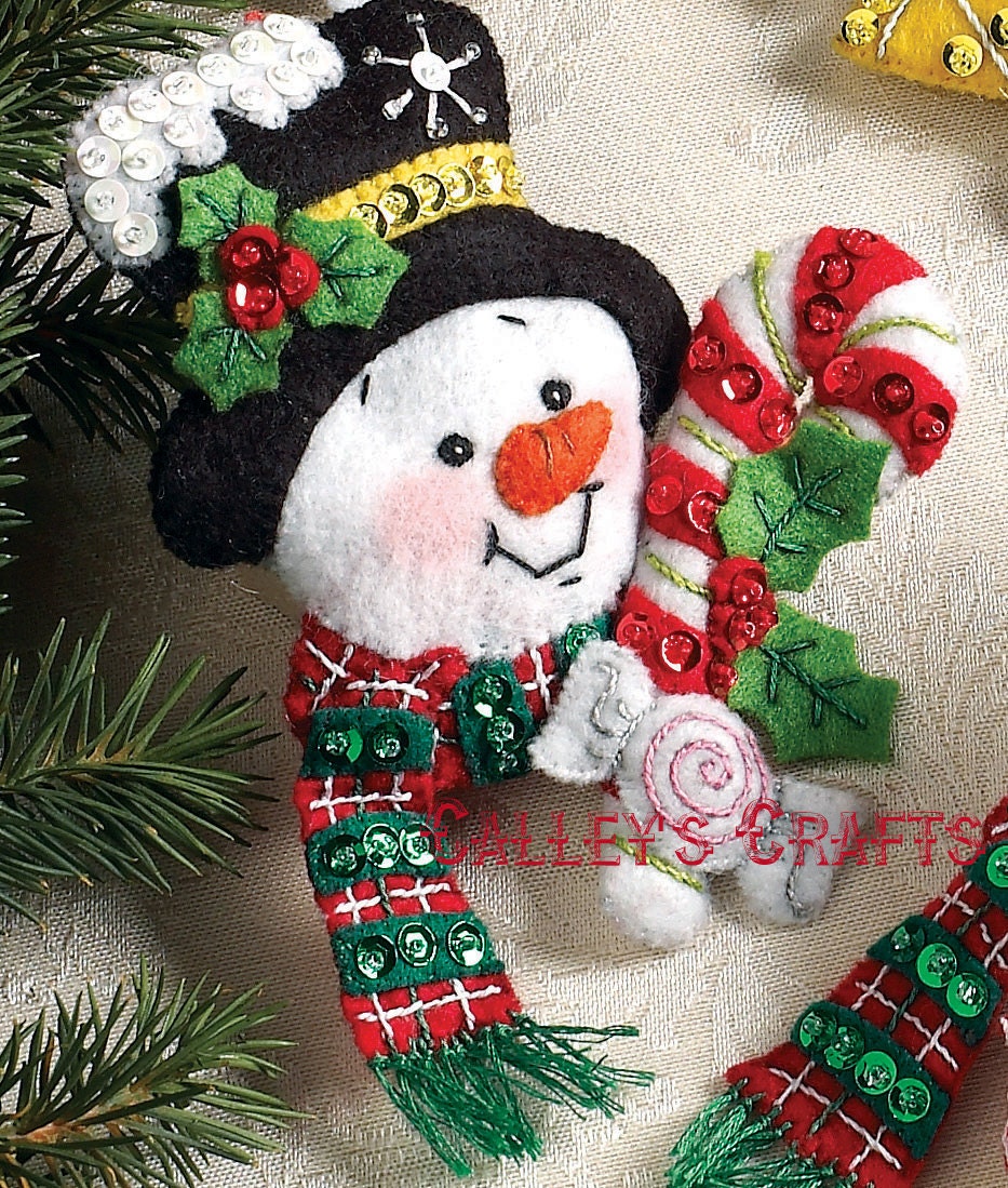 Candy Cane Santa Felt Ornament kit by Bucilla. Easy to make 6 differen –  the Enchanted Rose Emporium